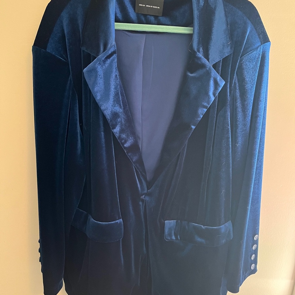 Bloomchic Elegant Velvet Blue Women's Jacket 22-24 3x